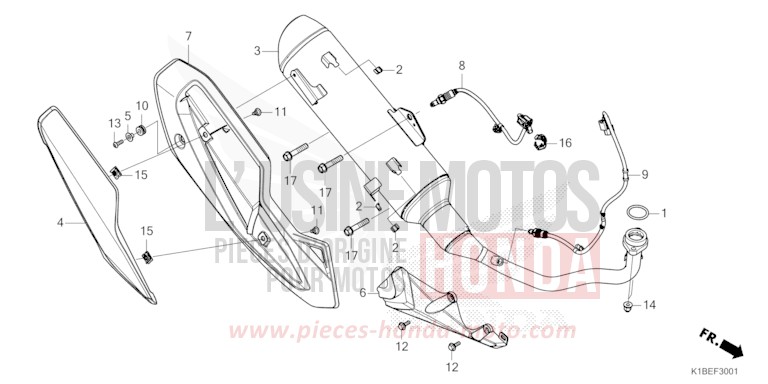 EXHAUST MUFFLER (NSS250AS/ASS/NSS350AS/ASS) for Forza 350 CARNELIAN RED METALLIC (R296) from 2025